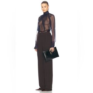 SAINT LAURENT Patent Large Zipped Pouch